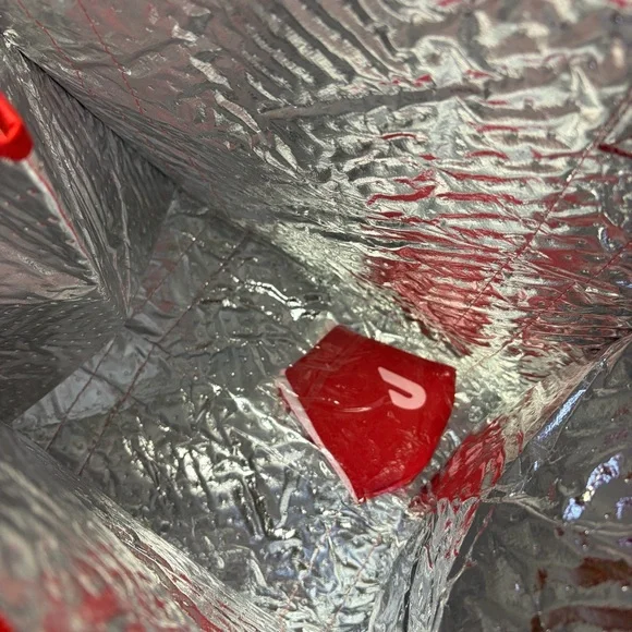 DoorDash Insulated Thermal Delivery Tote Bag Hot Cold Zip Closure Red Foldable - Picture 4 of 8